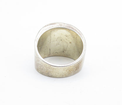 MEXICO 925 Sterling Silver  Vintage Dark Tone Concave Band Ring Sz 7.5  RG6642