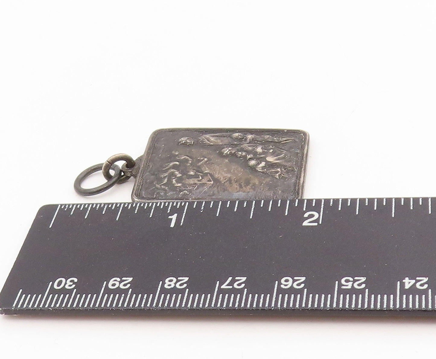 925 Sterling Silver Vintage Pendant Antique Fire Dept Home Again Award  PT25717