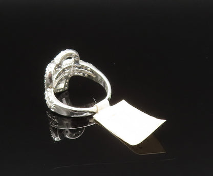 925 Silver  Vintage Cubic Zirconia Overlapping Love Heart Ring Sz 7.5  RG25647