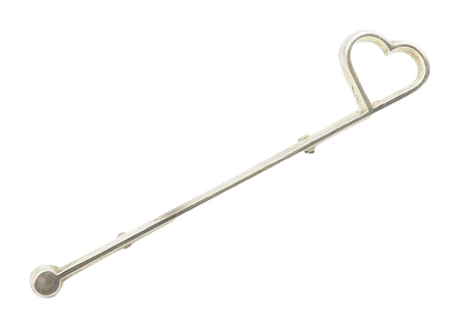 925 Sterling Silver  Vintage Open Love Heart Smooth Bar Brooch Pin  BP5619