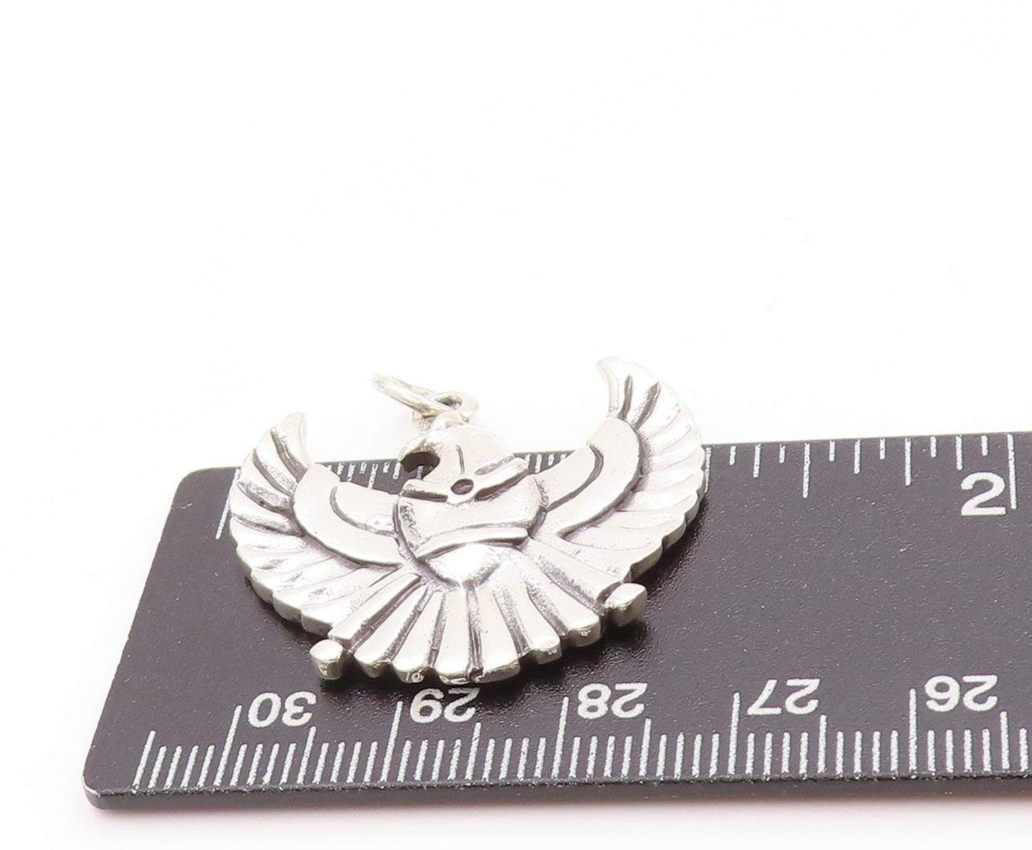 925 Sterling Silver Vintage Pendant Flying Carved US Eagle  PT24180