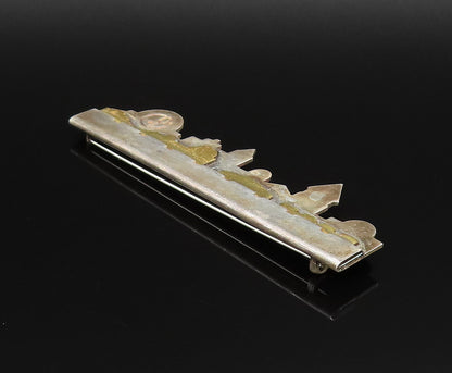 EMIL SHENFELD 925 Silver  Vintage Two Tone Jerusalem Scenery Brooch Pin BP9799
