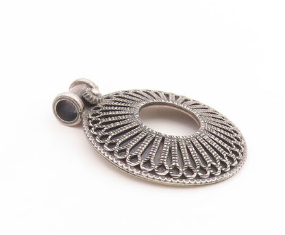 925 Sterling Silver Vintage Pendant Intricate Openwork Mandala Medallion PT25813