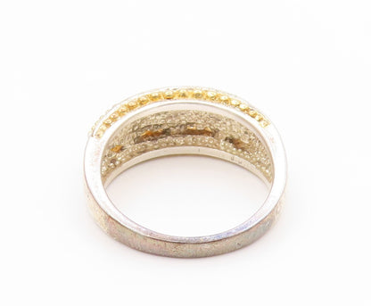 14k Gold 925 Sterling Silver Vintage Ring Oval Fire Opal Band  Sz 8  RG31916