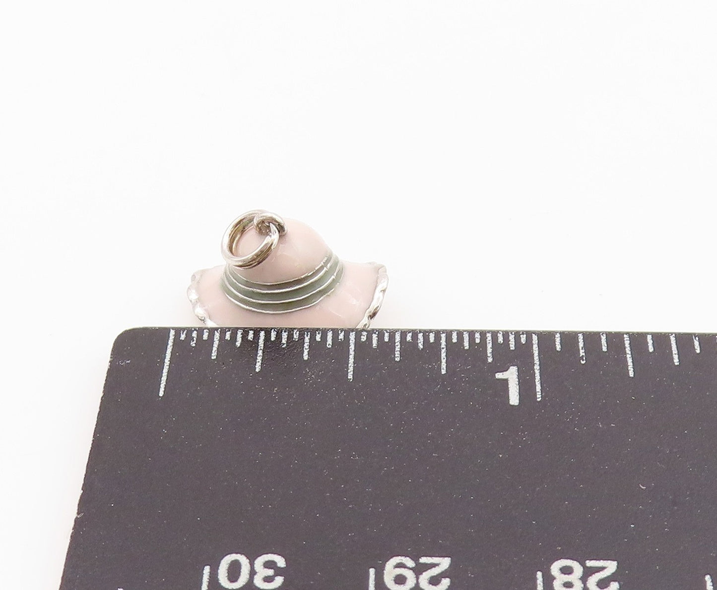 925 Sterling Silver Vintage Pendant Designer CZ Enameled Lady Hat Charm  PT24277