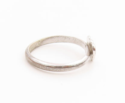 925 Sterling Silver Vintage Ring Minimalist Double Love Heart  Sz 5.5  RG35581