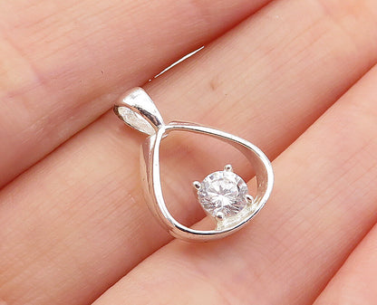 925 Sterling Silver  Petite Cubic Zirconia Open Tear Drop Pendant  PT3992
