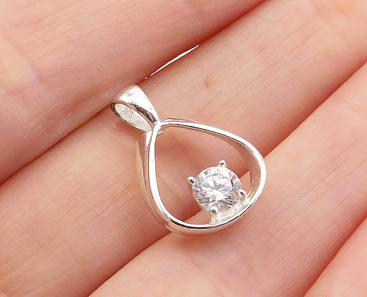 925 Sterling Silver  Petite Cubic Zirconia Open Tear Drop Pendant  PT3992
