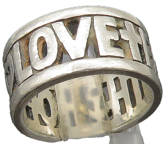 AVERY 925 Sterling Silver   Vintage Faith Hope & Love Band Ring Sz 6  RG23182