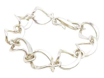 925 Sterling Silver  Vintage Shiny Polished Open Link Chain Bracelet  BT4091