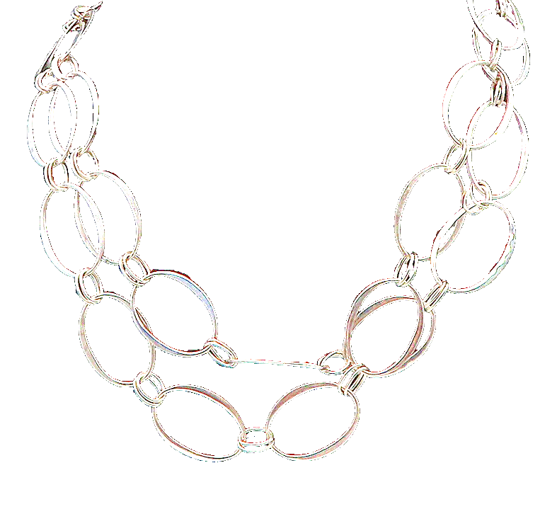 RLM STUDIO 925 Sterling Silver  Vintage Shiny Oval Link Chain Necklace  NE3610