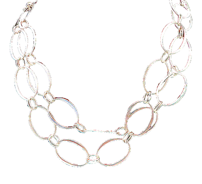 RLM STUDIO 925 Sterling Silver  Vintage Shiny Oval Link Chain Necklace  NE3610