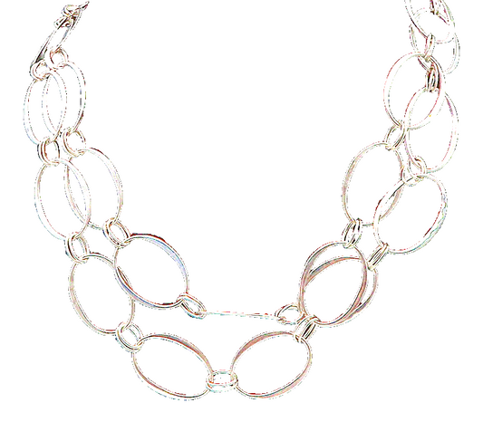 RLM STUDIO 925 Sterling Silver  Vintage Shiny Oval Link Chain Necklace  NE3610