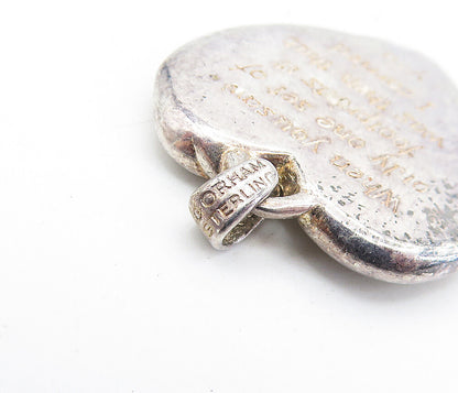 GORHAM 925 Sterling Silver  Vintage Love Heart Etched Quote Pendant  PT5381