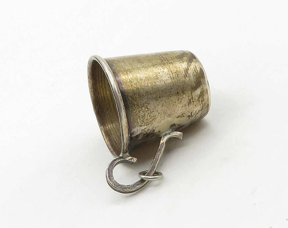 DESIGNER 925 Silver  Vintage Petite Dark Tone Smooth Cup Trinket  TR2270