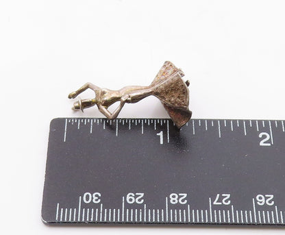 925 Sterling Silver  Vintage Petite Dancing Woman In Dress Pendant  PT7681