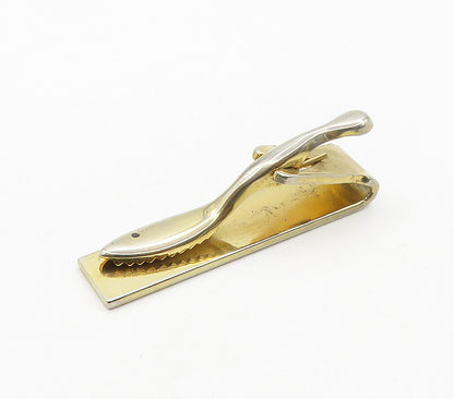 925 Sterling Silver  Vintage Shiny Etched Detail Square Tie Clip  TR2200