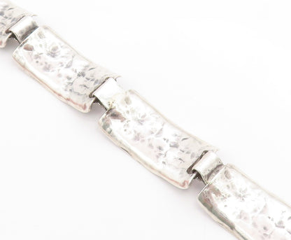 925 Sterling Silver Vintage Bracelet Classic Hammered Wide Panel Link  BT12057
