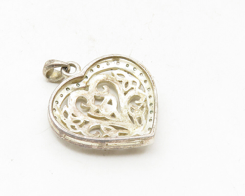 SOLVAR 925 Sterling Silver  Vintage Topaz Celtic Love Heart Pendant  PT7539