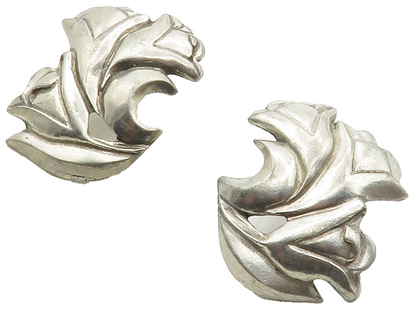 SEAGULL PEWTER 925 Sterling Silver  Vintage Floral Motif Drop Earrings  EG6590