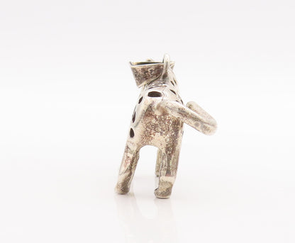 925 Sterling Silver Vintage Pendant Solid 3d Carved Patched Leopard  PT23232