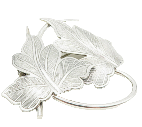 BEAU 925 Sterling Silver  Vintage Shiny Double Autumn Leaf Brooch Pin  BP3409