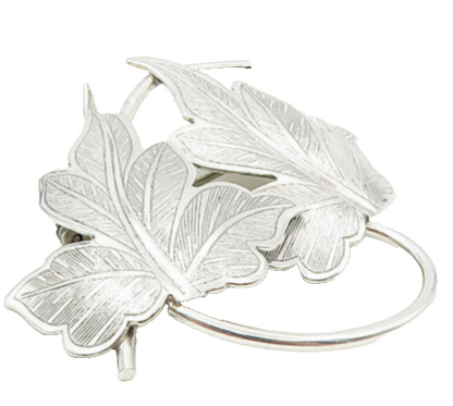 BEAU 925 Sterling Silver  Vintage Shiny Double Autumn Leaf Brooch Pin  BP3409