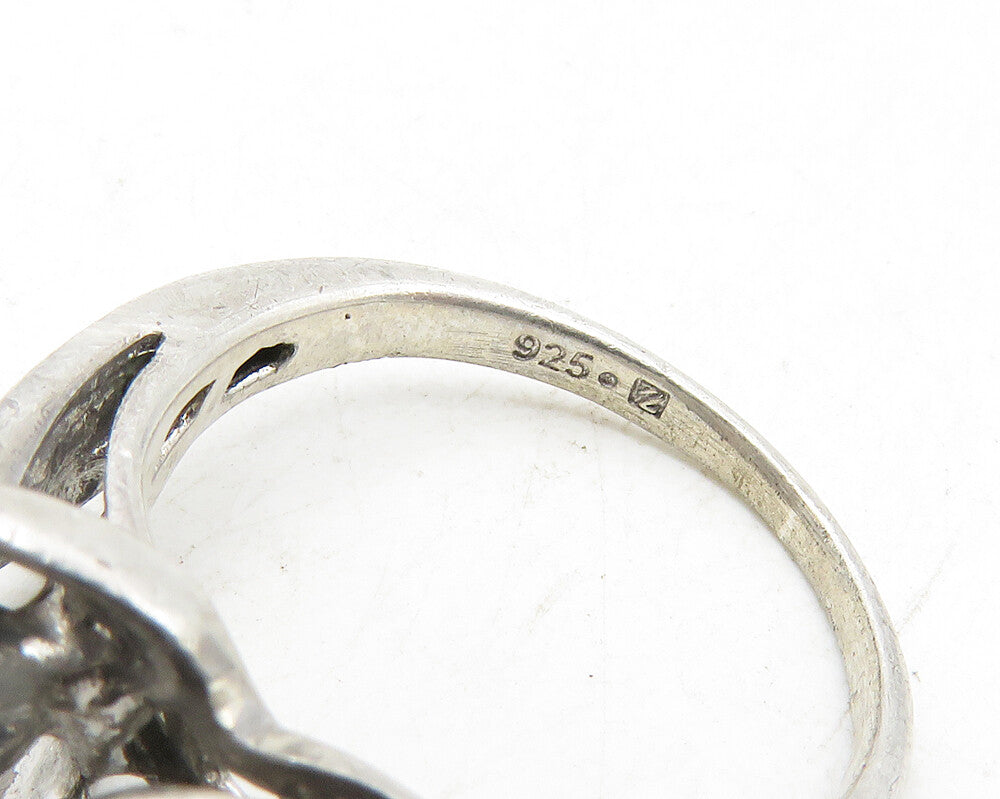 925 Sterling Silver  Vintage Genuine Diamonds Wrapped Band Ring Sz 5  RG9991