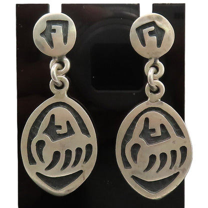 925 Sterling Silver Vintage Southwestern Etched Dangling Earrings EG12694