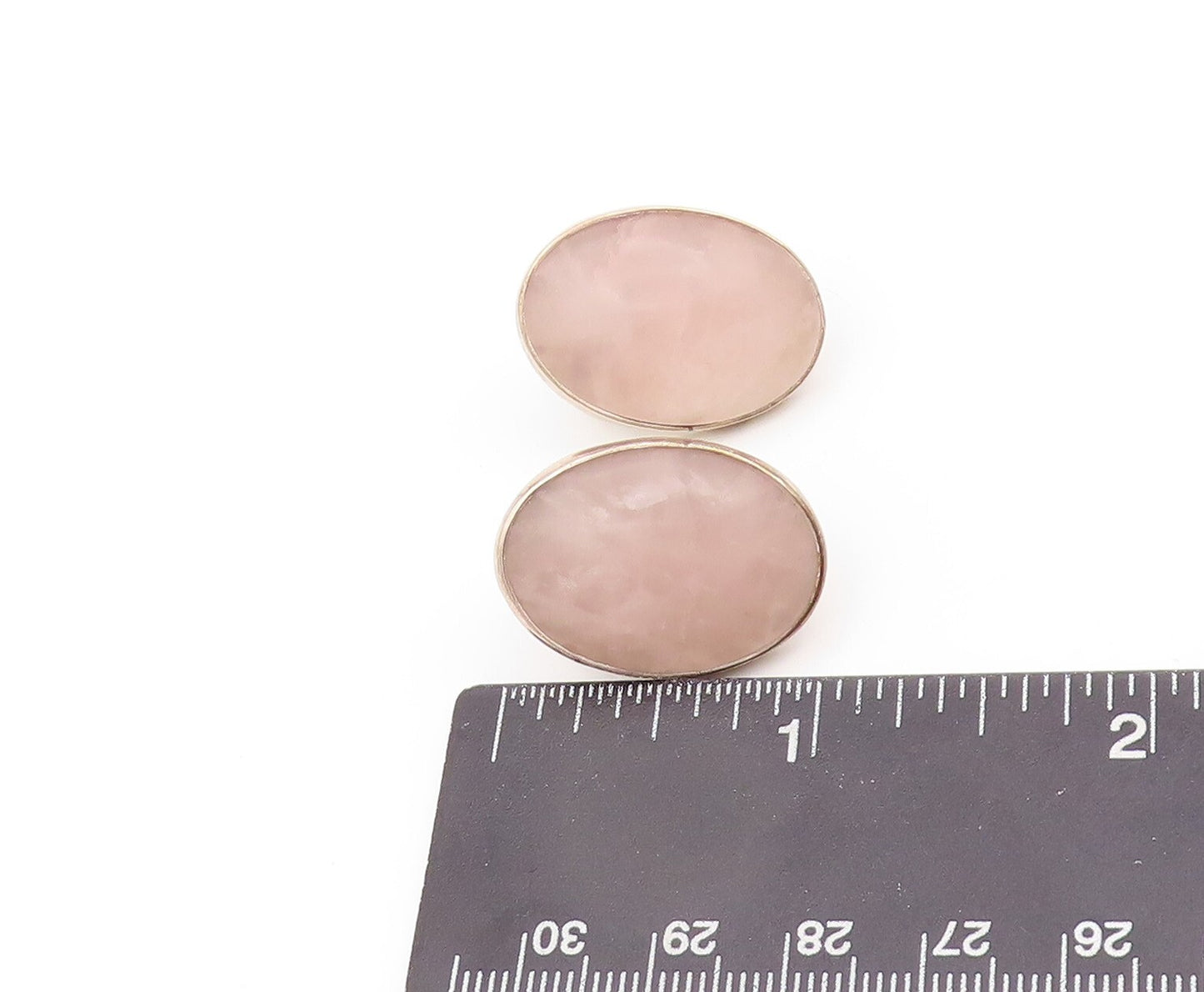 925 Sterling Silver Vintage Earrings Cabochon Oval Cream Gemstone EG13350