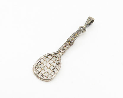925 Sterling Silver  Vintage Petite Dark Tone Tennis Racket Pendant  PT8808