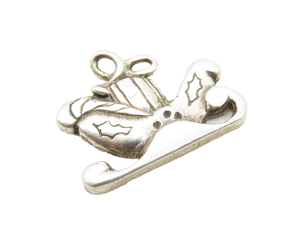 925 Sterling Silver  Vintage Shiny Etched Butterfly Motif Drop Pendant  PT9957