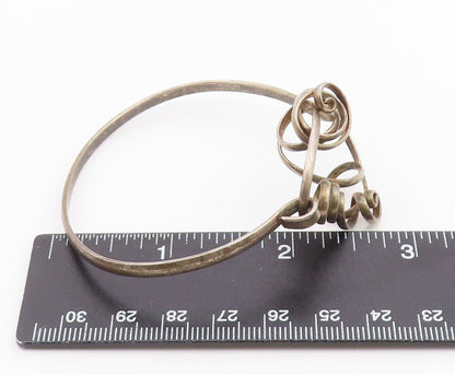 925 Sterling Silver  Vintage Modernist Swirled Hook Bangle Bracelet  BT8131