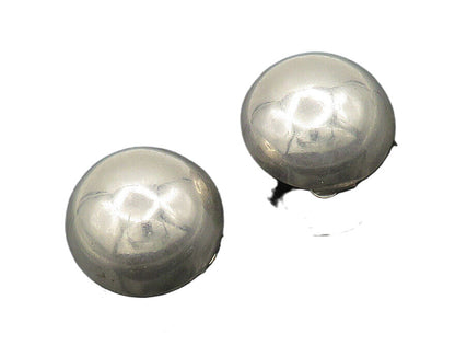 925 Sterling Silver  Vintage Shiny Smooth Dome Non Pierce Earrings  EG9663