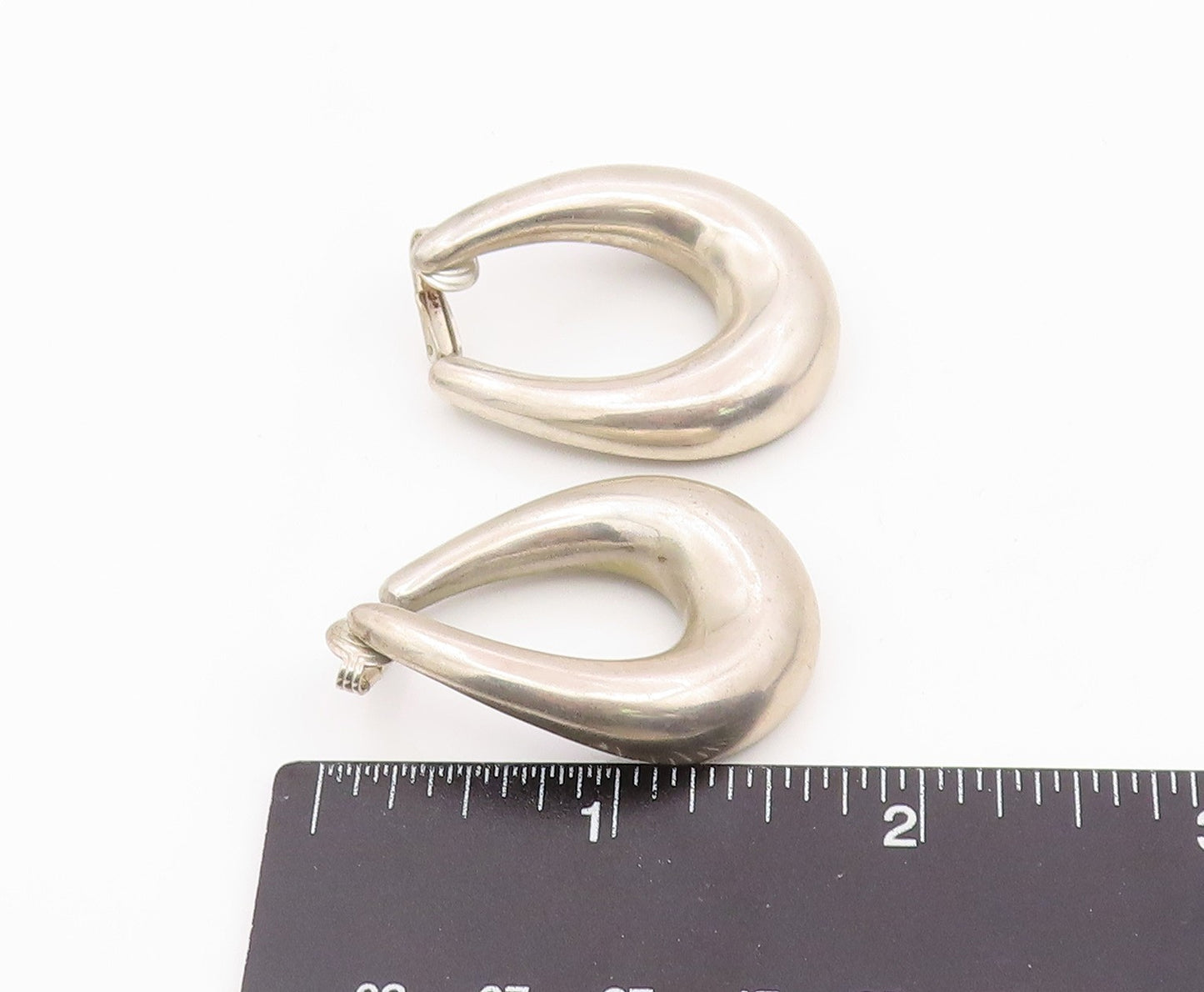 ALFRED KARRAM 925 Silver Vintage Shiny Non Pierce Hoop Earrings  EG10049