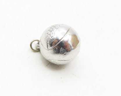 925 Sterling Silver  Vintage Shiny Hollow Basketball Sports Pendant  PT7565