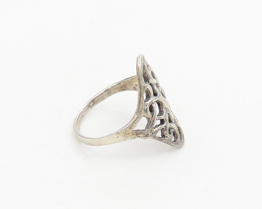 925 Sterling Silver  Vintage Shiny Interlaced Design Band Ring Sz 5.5  RG18654