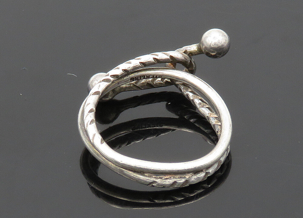925 Sterling Silver  Vintage Etched Detail Bypass Style Band Ring Sz 6 RG20313
