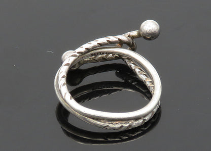 925 Sterling Silver  Vintage Etched Detail Bypass Style Band Ring Sz 6 RG20313