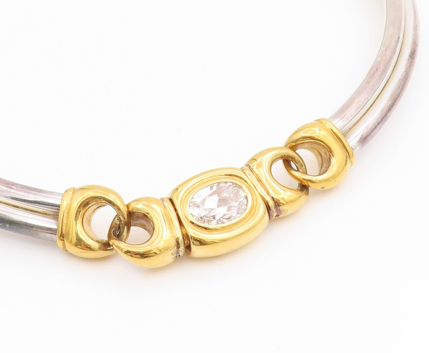 925 Sterling Silver Vintage Necklace UNOAERRE Solid Two Tone Choker  NE4715