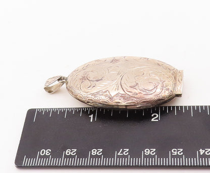 925 Sterling Silver Vintage Pendant Swirly Carved Oval Locket (OPENS)  PT23184