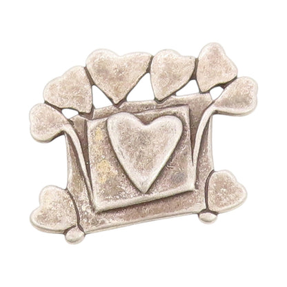925 Sterling Silver Vintage Brooch Designer Dark Tone Heart Love Box   BP11585