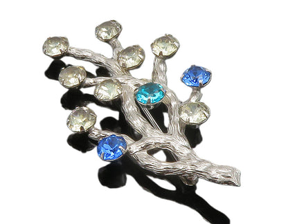 VAN DELL 925 Silver Shiny Multi Color Topaz Tree Branches Brooch Pin BP5132