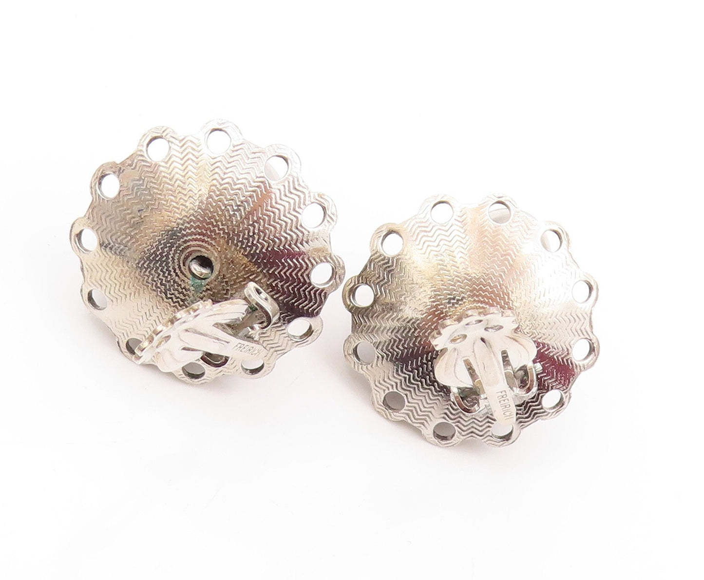 925 Sterling Silver Vintage Earrings FREIRICH Dark Tone Beaded Design  EG13330