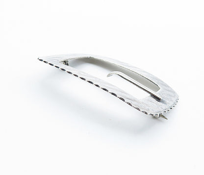 925 Sterling Silver  Vintage Shiny Etched Belt Buckle Motif Brooch Pin  BP2771