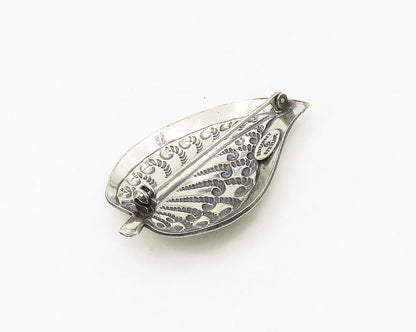DANECRAFT 925 Sterling Silver  Vintage Swirly Floral Leaf Brooch Pin  BP6752