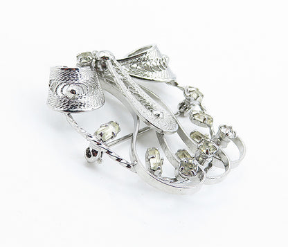 ESPO 925 Sterling Silver  Vintage Topaz Filigree Flower Brooch Pin  BP2827