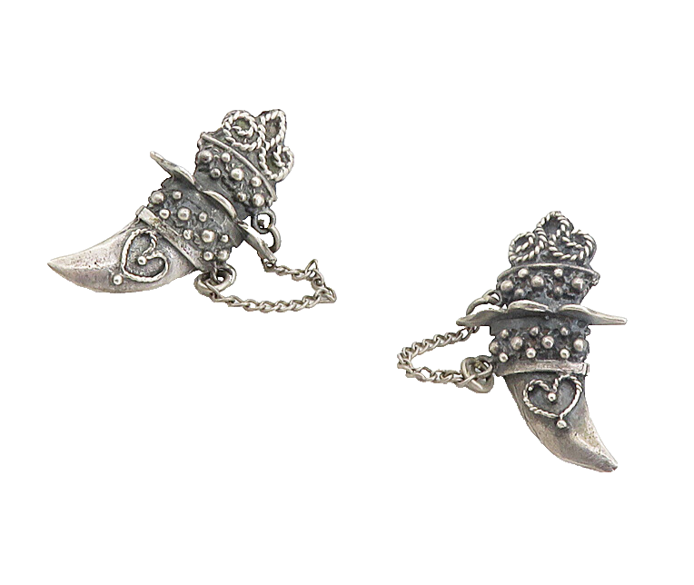 925 Sterling Silver Vintage Antique Dagger Chain Non Pierce Earrings EG4500