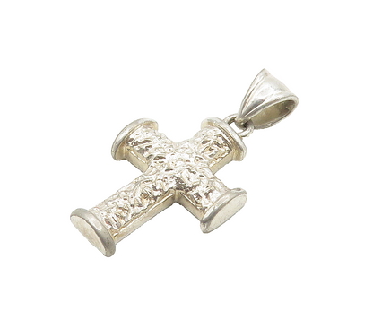 925 Sterling Silver  Vintage Shiny Petite Religious Cross Pendant  PT12089