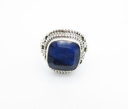 925 Sterling Silver  Sapphire Shiny Rope Twist Cocktail Ring Sz 8  RG7895